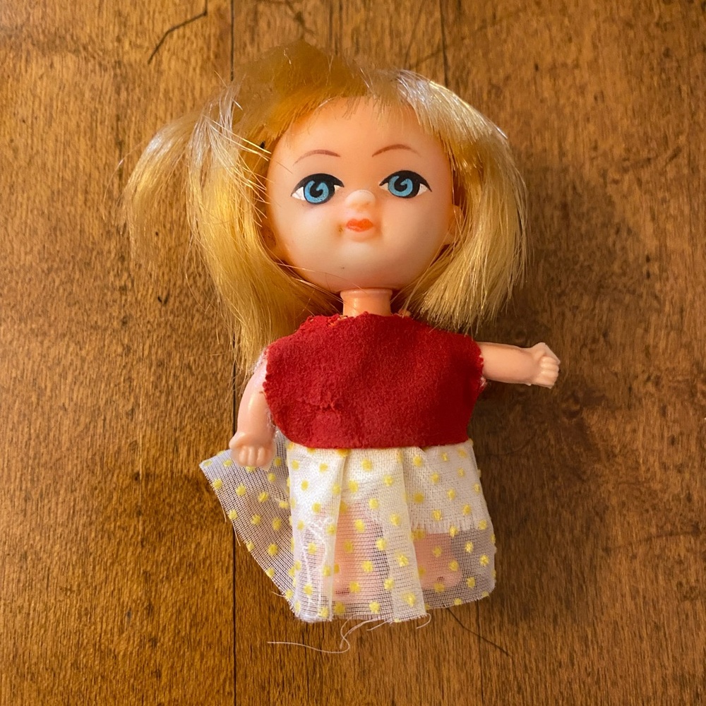 Vintage Liddle Kiddles Doll from 60’s with Red and White Polka Dot Dress